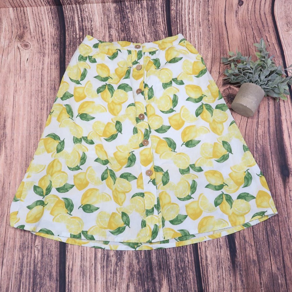 Bcbgeneration Lemons Print Button Down Skirt - Wo… - image 1
